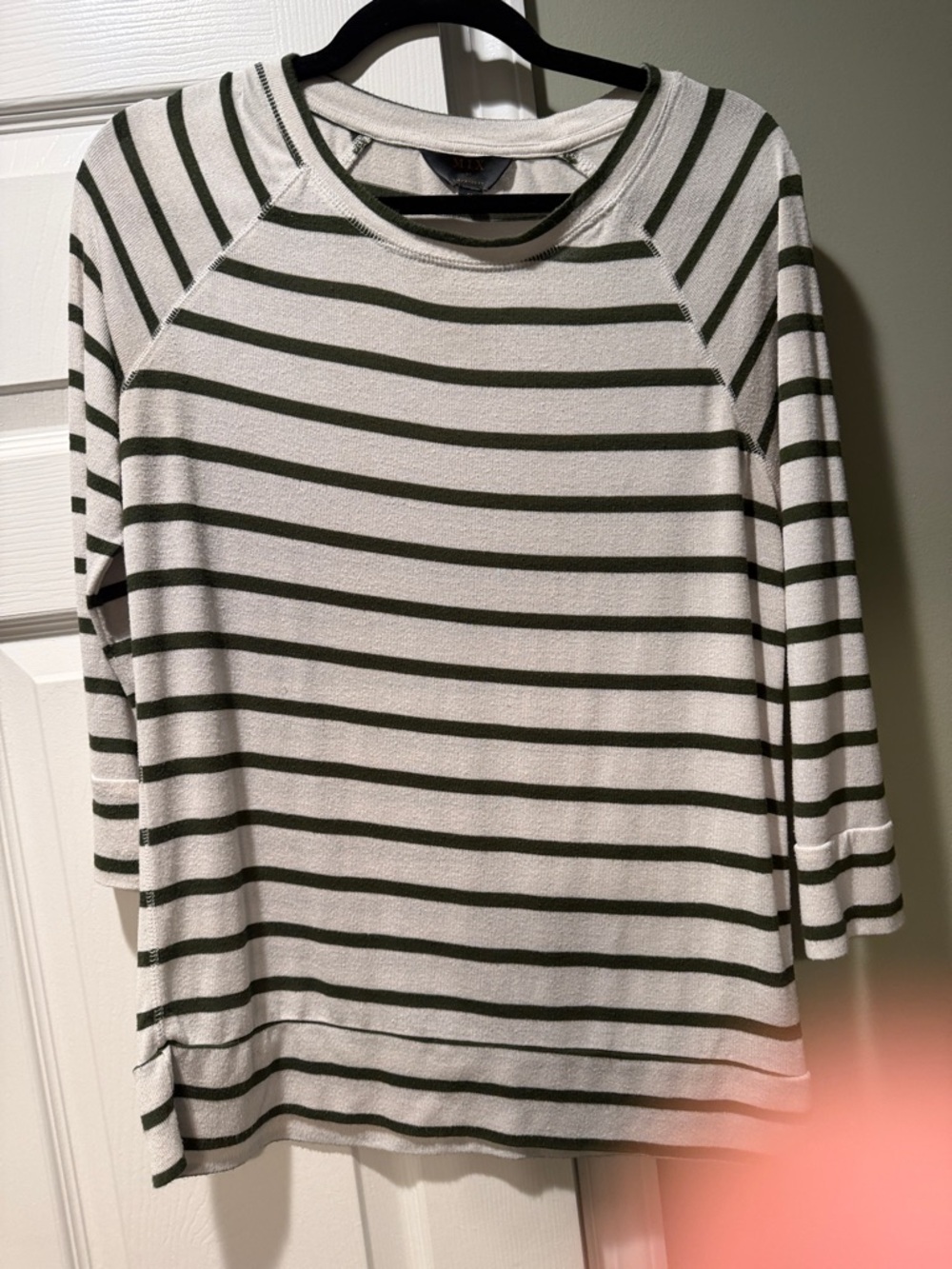 41 Hawthorn White and Olive Striped Long Sleeve Top